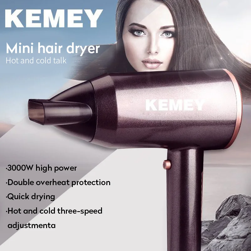 Kemei 3000 Вт электрическая фен с отрицательным ионом фен профессиональный фен горячий/холодный ветер с воздушным сбором