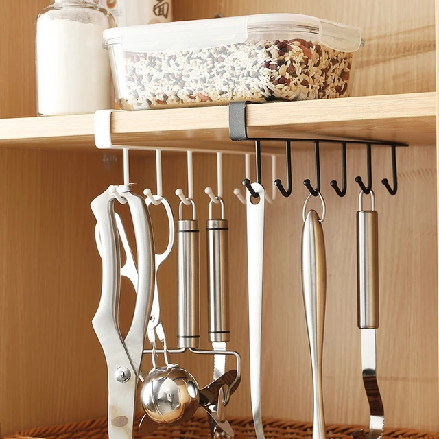 Double Storage Kitchen Cabinet  Hooks Hanging Cups Kitchen - Storage Racks  Cabinet - Aliexpress