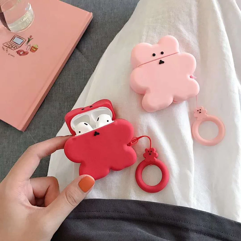 

Earphone Case for Airpods 2 Case Silicone Cute Color Bear Mickey Cover for Apple Air pods Headphone Case For Earpods Ring Strap