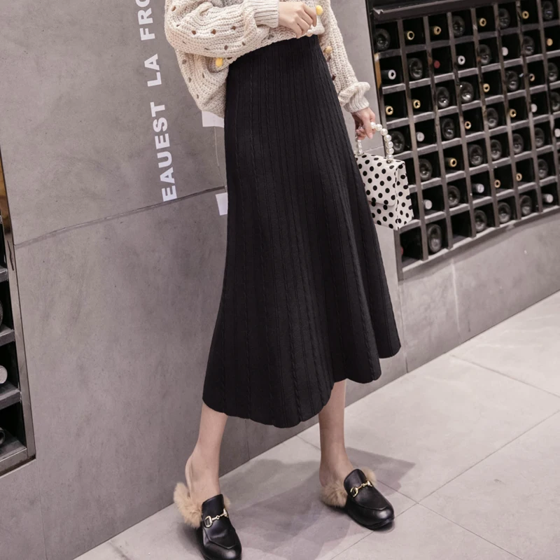 

Female Solid Long Skirt New Spring Autumn Long Skirt Fashion High Waist Women Maxi Elegant Party Club Wear A-line Skirts