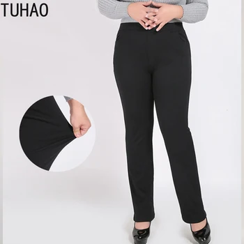 

TUHAO 2020 2020 Spring Summer Woman Pant Office Lady Casual Mom Trousers Women's Jeans High Waist Stretch PLUS SIZE 5XL 4XL 3XL