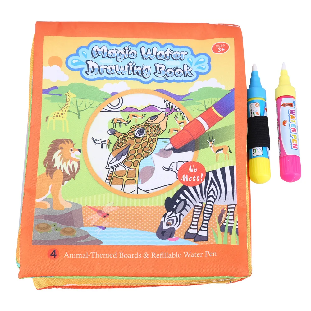 Раскраска Волшебная водная рисовальная книга с ручкой детская развивающая игрушка животные Живопись Написание каракули ткань книга доска