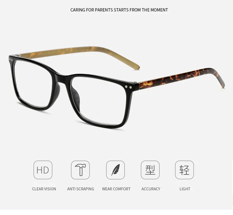 Brand Rectangular Hyperopia Reading Glasses Men Women Presbyopia Black Card Reader Glasses Glasses 1.0 1.5 2.0 2.5 3.0 3.5 4.0