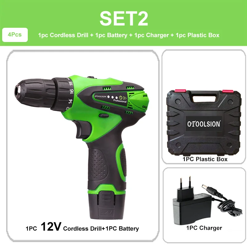 SET2 (1 pc battery) 1.5Ah 12V электрическая дрель Беспроводной сверла электроинструменты аккумуляторные отвертки Электронная отвертка с Перезаряжаемые Батарея - Цвет: SET2 (1 pc battery)