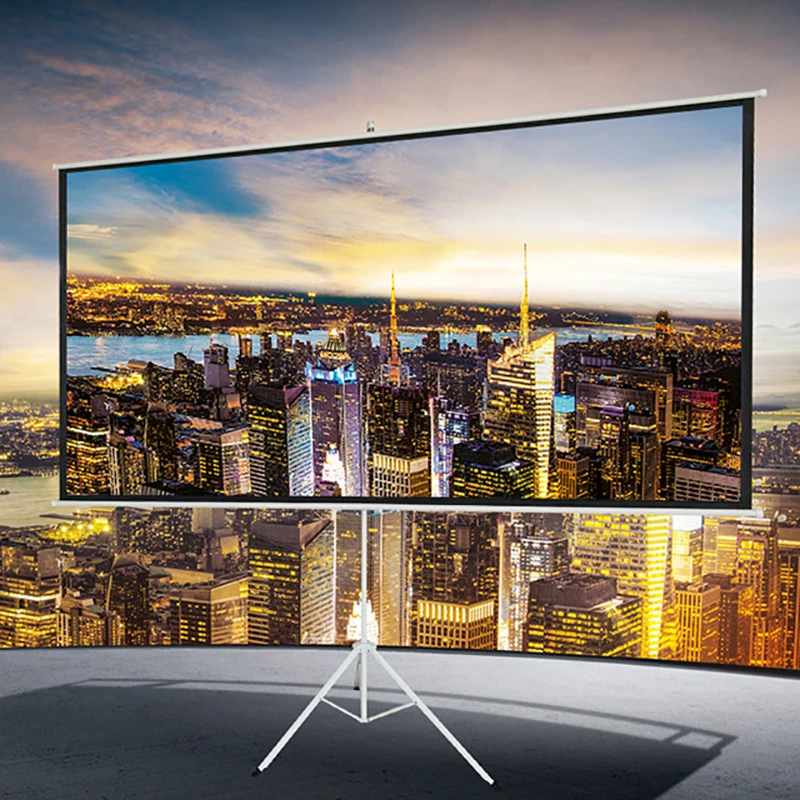 Thinyou 60inch 4:3 Tripod Projector Screen Matte Gray Fabric Fiber Glass Portable Screen for Home Cinema Business School Bar