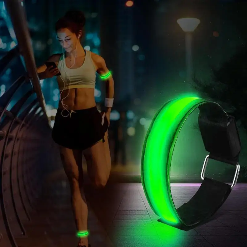 4pcs/lot Durable LED Armbands Wear-resistant Nylon Armbands Night Safety Reflective LED Luminous Glowing Wristband