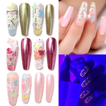 

1Box Luminous Butterfly Wood Pulp Chips 3D Nail Jewelry Patch DIY Style Handmade Laser Glitter Butterfly Shape Nail Sequins