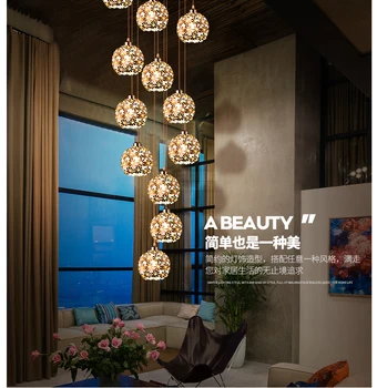 

DOXA American Crystal Hang Lights Modern LED Hanging Lamp Fashion Villa Stairs Duplex Lampen Aluminum Suspension Luminaire Lu's'