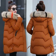 Women Coat Hooded Winter Parkas 2021 New Women's Jacket Fur Collar Outerwear Female Down Cotton Wadded Warm Thick Long Coat