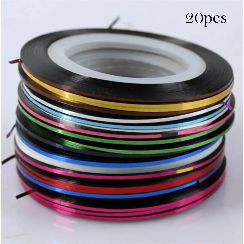 20pcs 12/15 шт. голографическая для УФ гель лак для ногтей чередование линия лазерный Маникюр нейл-арта 3D маникюрная наклейка для ногтей инструменты для украшения - Цвет: 20pcs