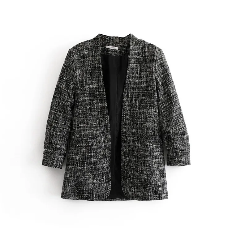 

H2019 Europe And America Spring New Style WOMEN'S Dress Shirred Cuff Pumps Suit Jacket