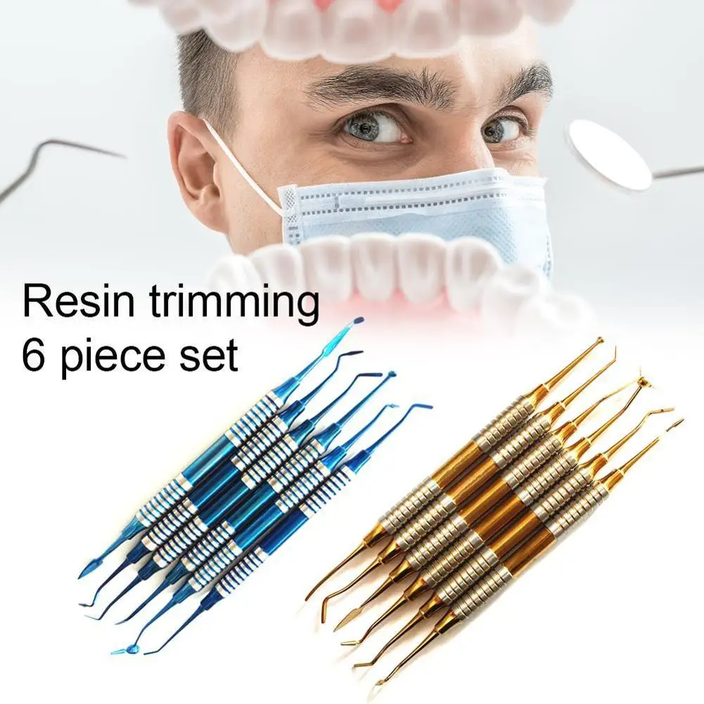 6 шт. зубная композитная Смола наполнение шпатель титановая покрытая головка Смола наполнитель набор Толстая ручка восстановление набор стоматологический инструмент