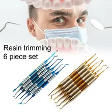 6 шт. зубная композитная Смола наполнение шпатель титановая покрытая головка Смола наполнитель набор Толстая ручка восстановление набор стоматологический инструмент