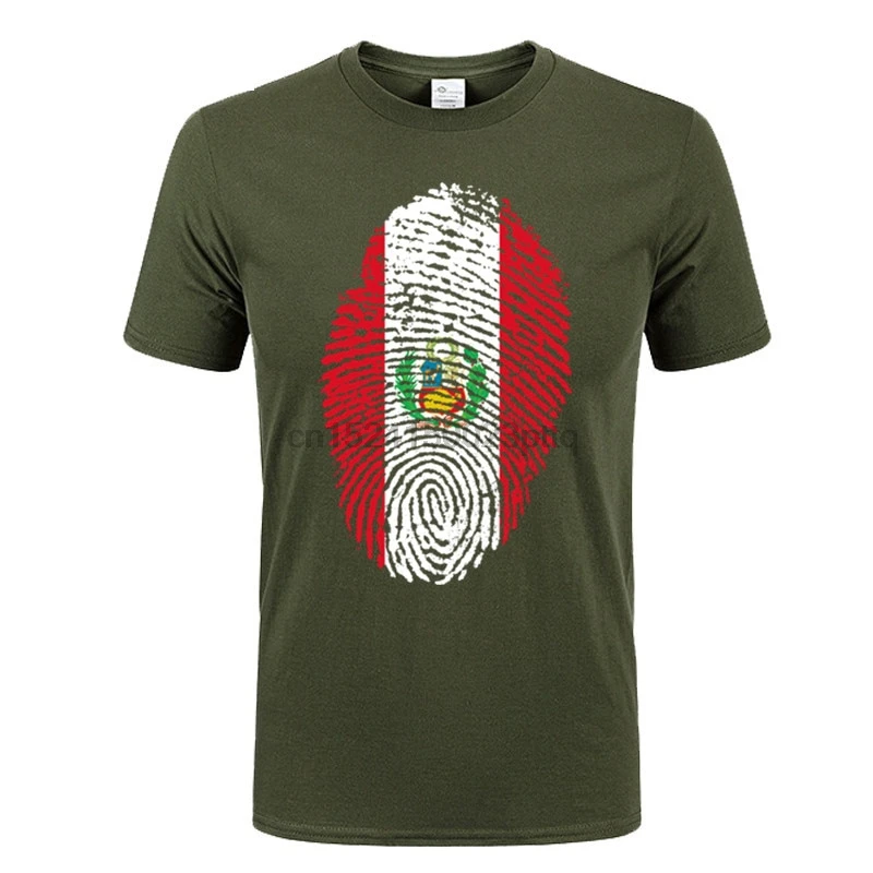 

Peru Fingerprint Flag Funny Men T Shirt Fashion Customized Tees Fine Graphic Printed Tshirt Short Sleeve O Neck T-Shirt For Male