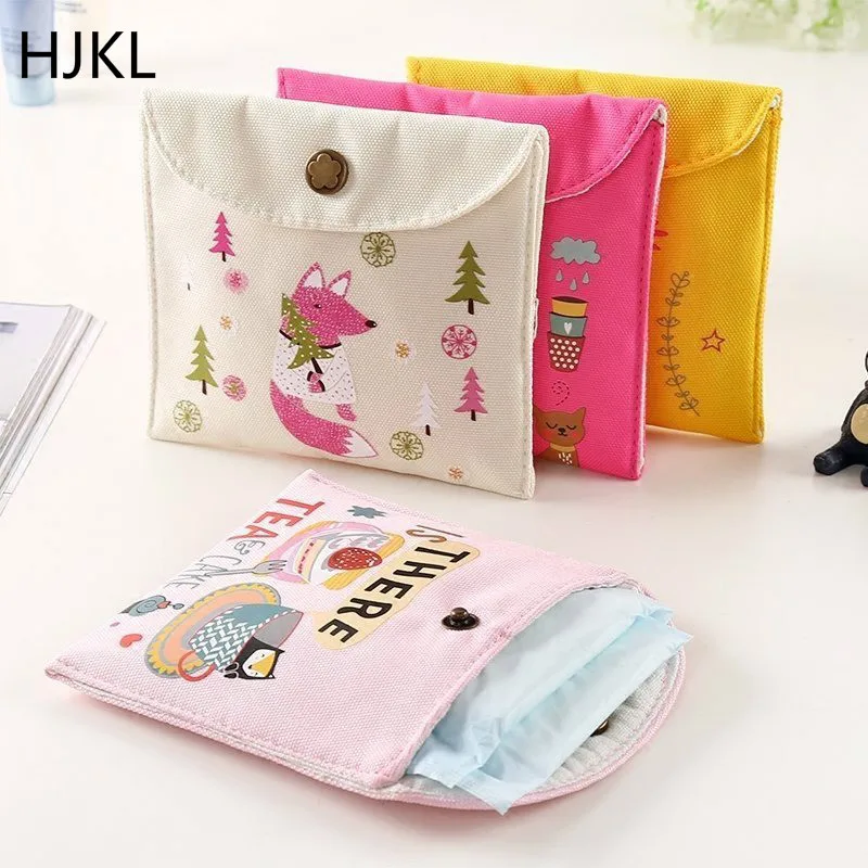 

Girls Diaper Sanitary Napkin Storage Bag Canvas Sanitary Pads Package Bags Coin Purse Jewelry Organizer Credit Card Pouch Case