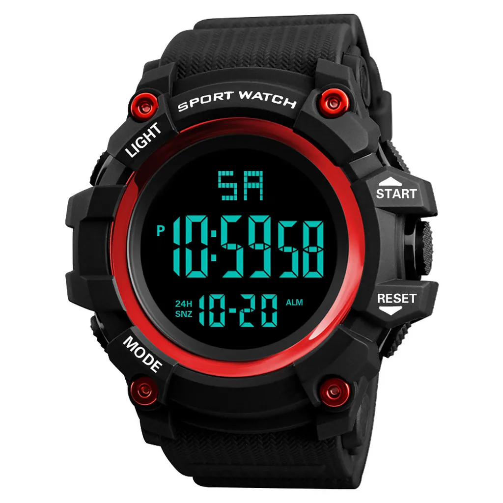 Honhx роскошный электронные часы мужские резиновые цифровые многофункциональные спортивные светодиодный дисплей водонепроницаемые наручные часы