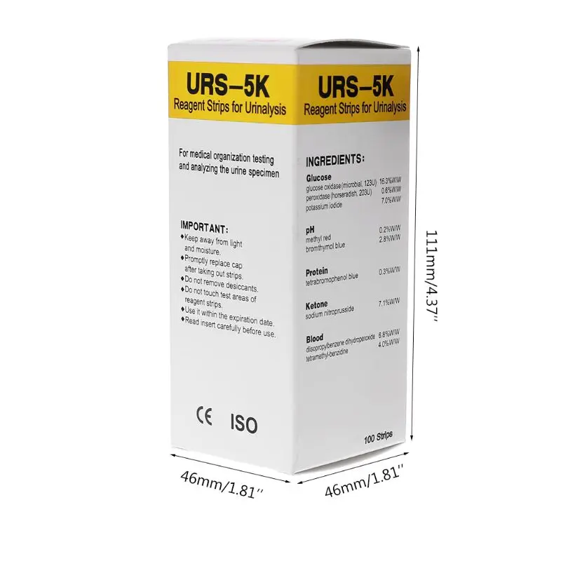 100 шт URS-5K глюкозы pH протеин кетон тест-полоска для мочи в крови реагент полоски для анализа мочи с анти-vc