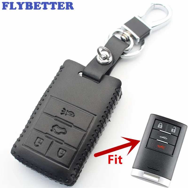 

FLYBETTER Genuine Leather 4Button Keyless Entry Smart Key Case Cover For Chevrolet Corvette/Captiva Car Styling L504