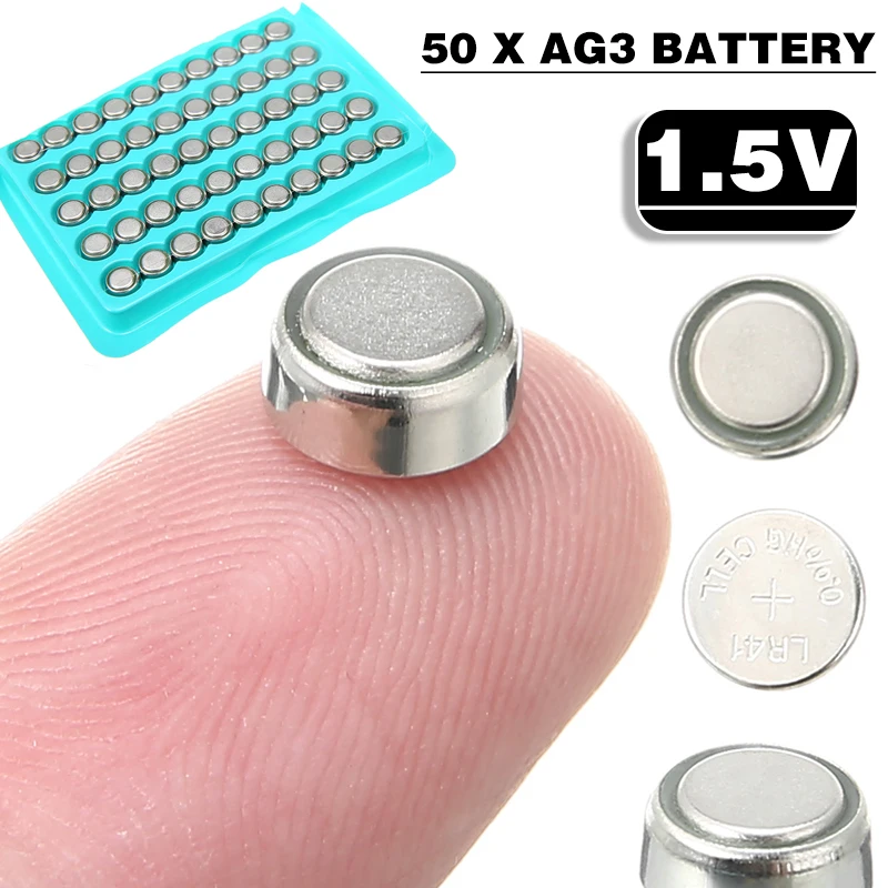 

50Pcs 1.5V AG3 Button Cell Batteries LR41 SR41 Lithium Battery Button Coin Cell For Toy Smart Watch Calculator