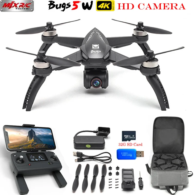 Профессиональный gps-квадрокоптер MJX Bugs 5W B5W с камерой 4K 5G Wi-Fi, бесщеточный HD Дрон с камерой, время полета 21 мин