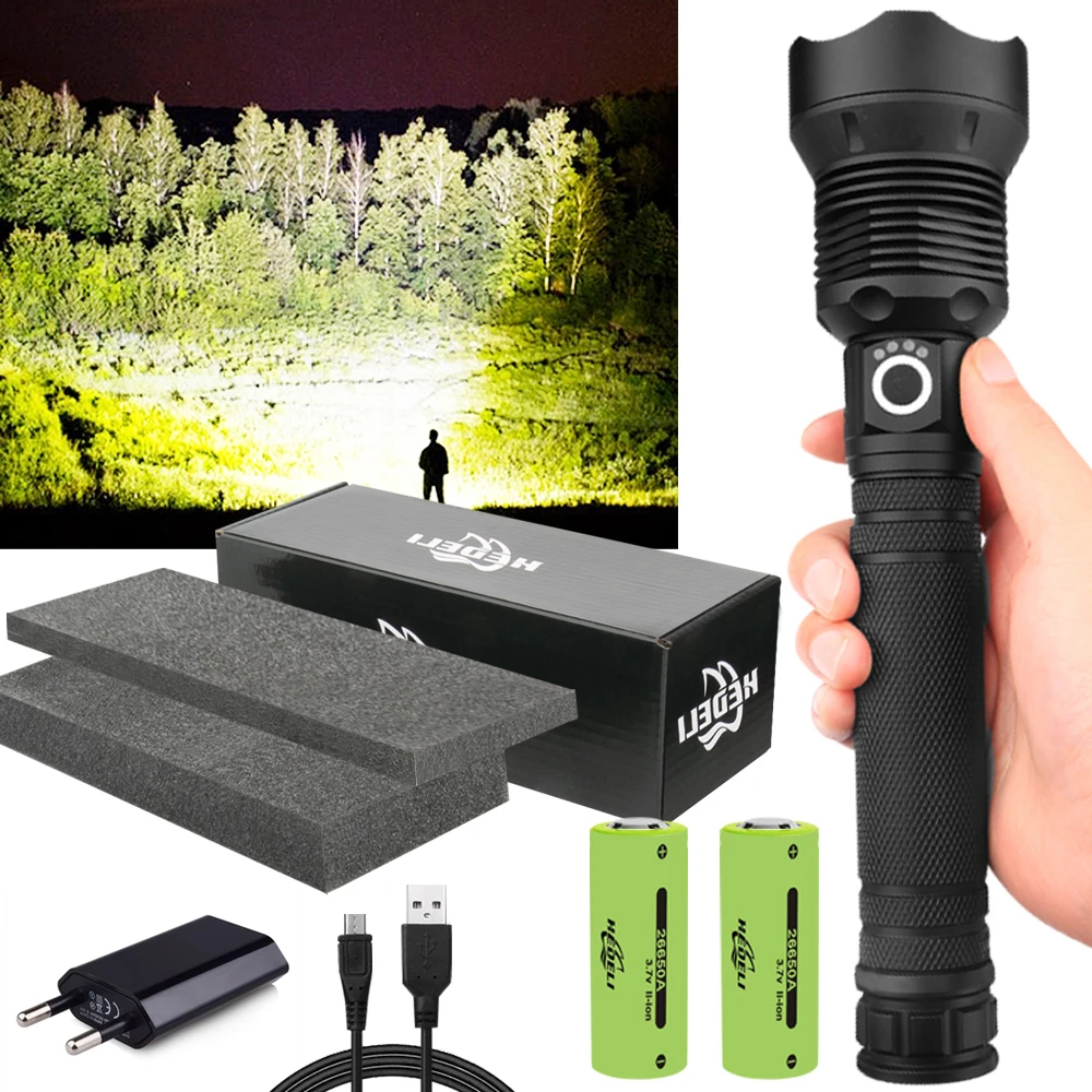 Lampe Torche Led Ultra Puissante,lampe De Poche Rechargeable 90000 Lumens  Lampe De Poche Xhp70 Ultra Puissante Ajustable Zoomable Tanche Torche,lampe