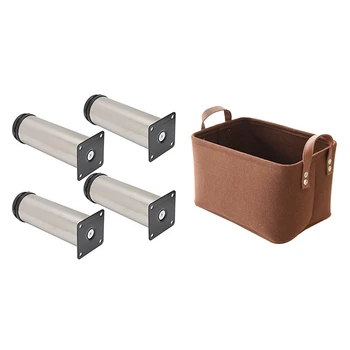 

4 Pcs Furniture Adjustable Cabinet Sleeping Sofa Leg & 1 Pcs Foldable Laundry Basket Felt Toy Book Storage Basket
