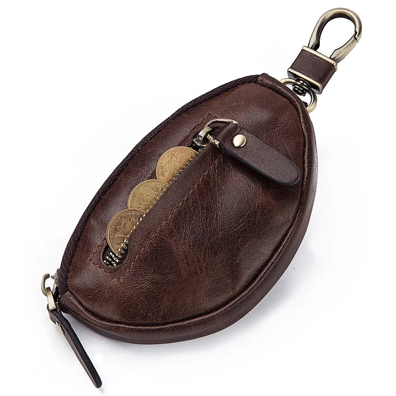 Из натуральной кожи Для мужчин Key Holder бумажник на молнии ключи от машины цепь