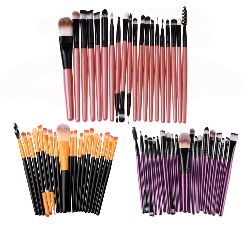 

20 Pcs Wooden new handle Makeup Brush Set tools Make-up Toiletry Kit Wool Make Up Brush Set j805