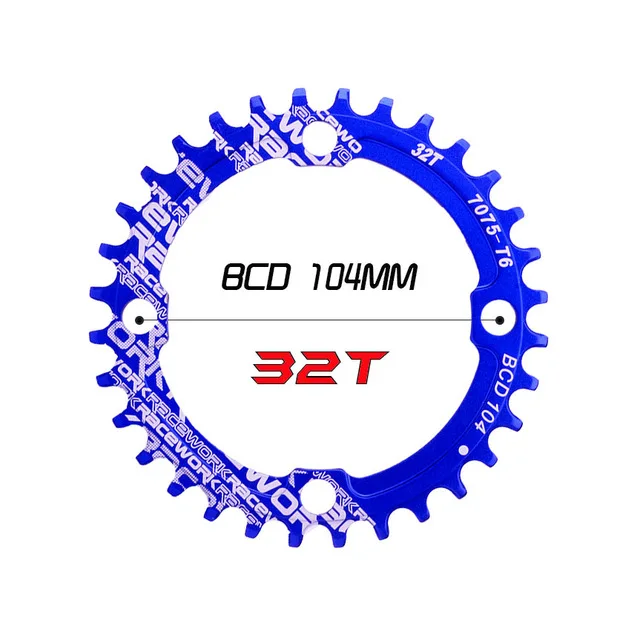 blue round 32T Односкоростная система 1 узкая широкая цепь 104 BCD круглая 32T 34T 36T 38T для MTB 11s 10s 9s 1*11 коленчатая цепь кольцо - Цвет: blue round 32T