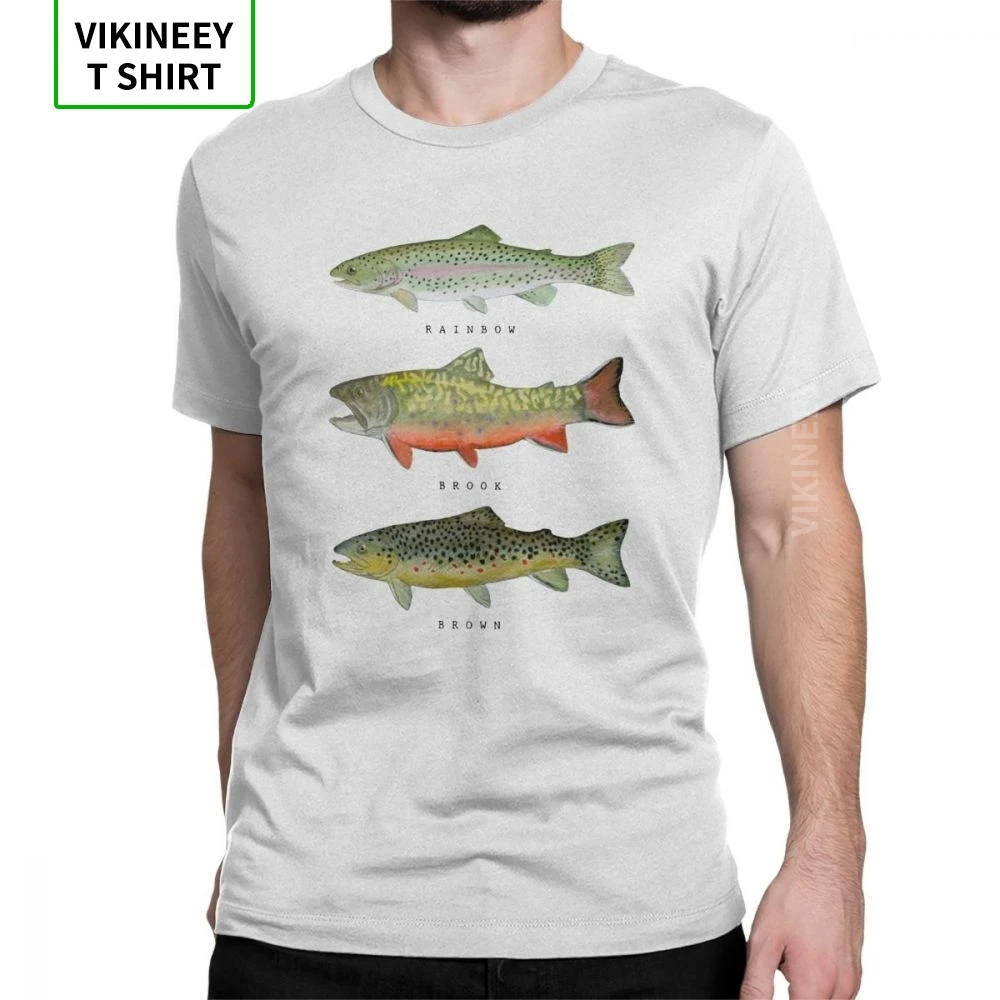 

Brown Rainbow Trout Triad Funny T Shirt for Men Fish Fly Fish Short Sleeve Clothes Classic Tees 100% Cotton O-Neck T-Shirt