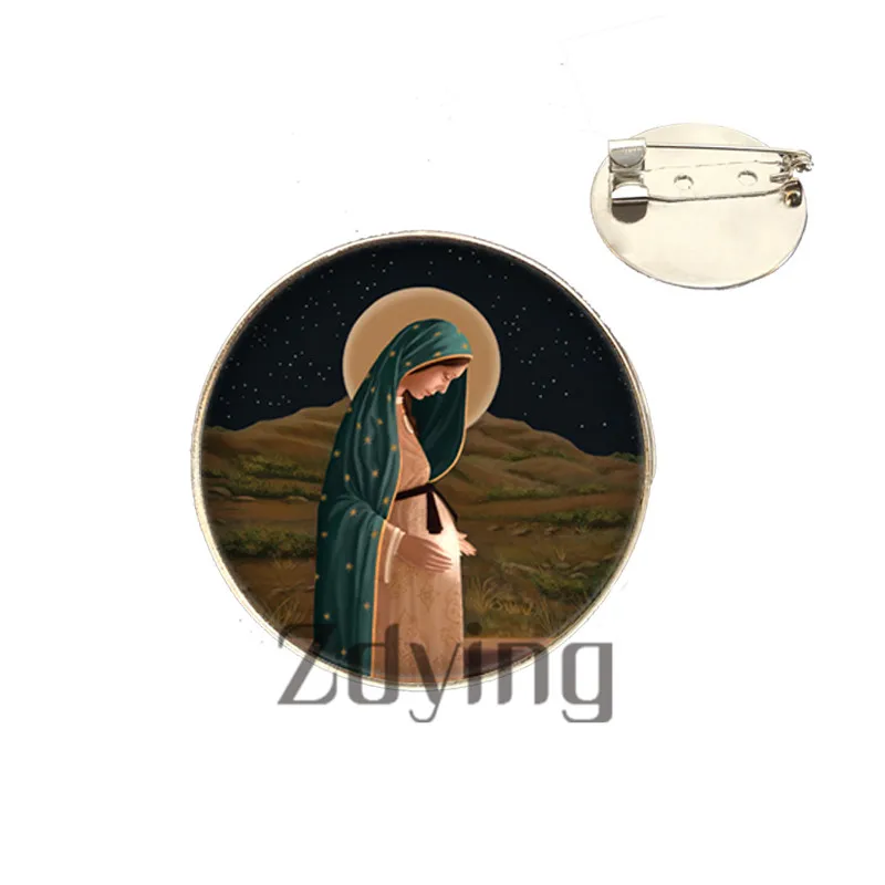 VM044 ZDYING Virgin Mary And Kids Детская Брошь булавка стеклянная кабошон с фото металлическая брошь христианский значок подарок для женщин и мужчин булавки VM046 - Окраска металла: VM044