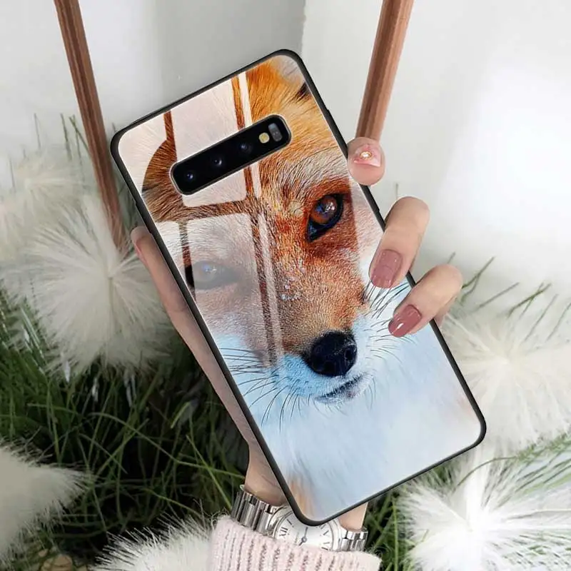 Милый осенний чехол из закаленного стекла с лисой для samsung Galaxy S10 S10e S9 S8 Note9 Note 10 Plus 5G A50 A30 края из ТПУ