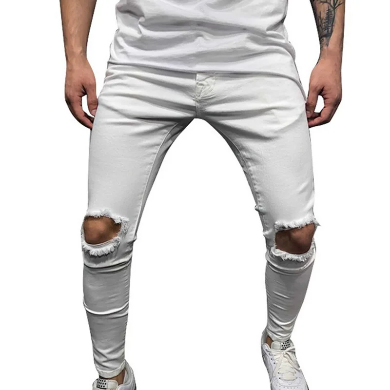 Мужская Новая модная уличная одежда в стиле хип-хоп брюки тонкие однотонные мужские повседневные штаны мужские брюки высокого качества - Цвет: A white
