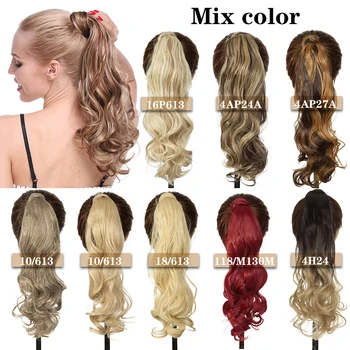 SNOILITE 17''23'' Long wavy Clip In Hair Tail False Hair Ponytail Hairpiece With Hairpins Synthetic Hair PonyTail Hair Extension 6