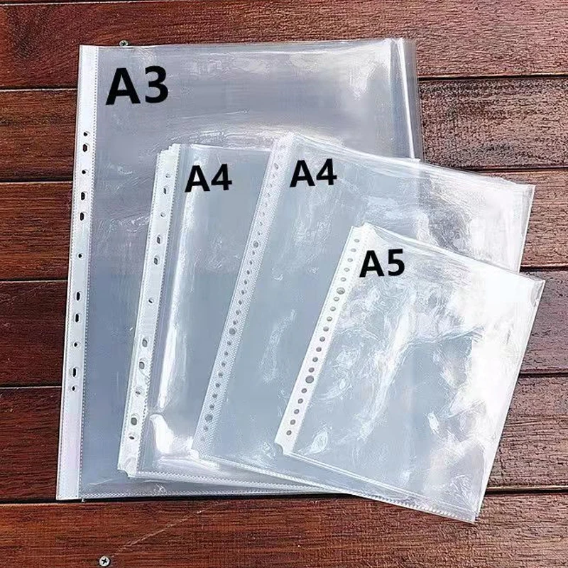 50 pezzi A4 fogli trasparenti tasche perforate in plastica cartelle  A3/A5/B5 documenti a fogli mobili sottili riempimento protezioni borsa per  prodotti di archiviazione - AliExpress