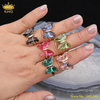 

10pcs Fashion Women Butterfly Rings Jewelry,Gold Rainbow Zirconia Butterfly Adjustable Statement Rings ,CZ Jewelry For Her Gift