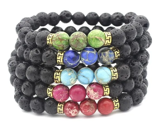 8 Millimetri Ec42 Mulitcolor Arcobaleno Agata Lapis Lazuli Naturali Onice Macrame Intrecciato Nero Lava Vulcanica Braccialetto Reiki Buddha Di Preghie