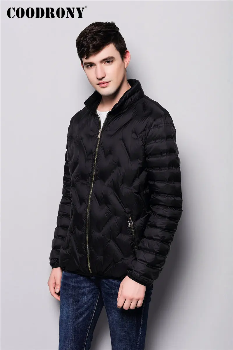 Бренд COODRONY, мужская куртка-пуховик на утином пуху, модное повседневное пальто со стоячим воротником, мужские мягкие теплые зимние куртки на молнии с карманами, одежда 98025