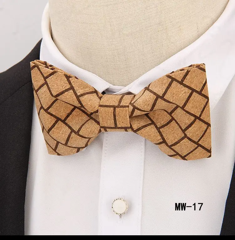 Пробковый деревянный галстук-бабочка галстук Новая Европейская и американская мода Мужская рубашка костюм Модные Повседневные Вечерние деловые личности - Цвет: 17