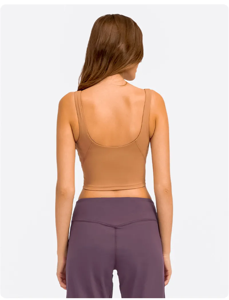 Lulu Fitness Tank Top Women Sports Support Sexy Tight Gym Yoga Vest Buttery Soft Weightless With Removable Chest Pad Custom Logo