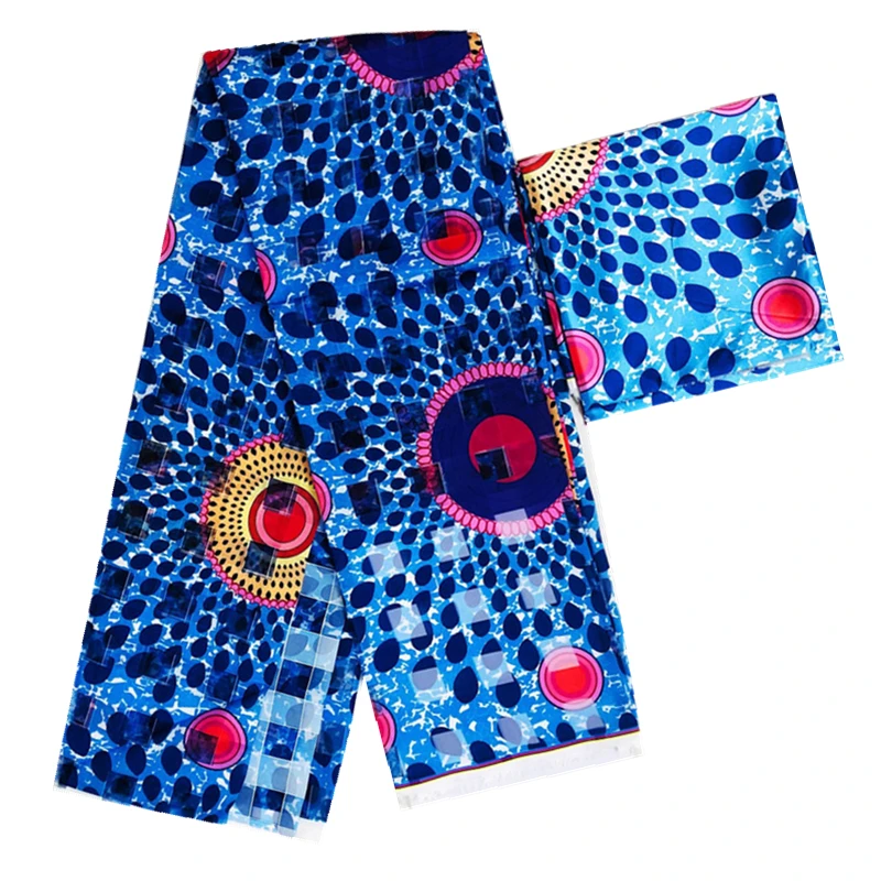 Квадратный стиль органза шелк Африканский вощеная ткань лента шелковый воск мягкий материал для женщин платье 4+ 2 ярдов - Цвет: M851126S13