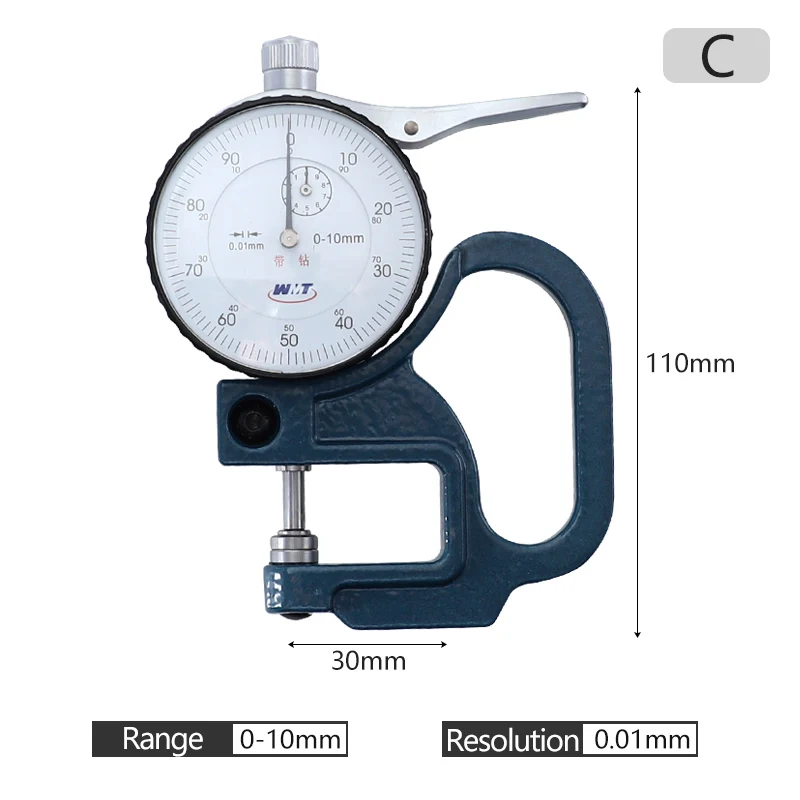 Циферблат Толщиномеры 0-10x20/26/30/120 мм 0,01 мм Толщина метр для Бумага кожаная пленка трубка Толщина измерения