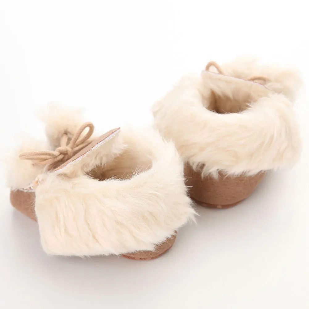 Brand Fashion Solid Children Ankle Snow Boots Christmas Gift Winter Baby Pom Pom Fur Boots Boys Girls Warm Shoes Plus Cotton