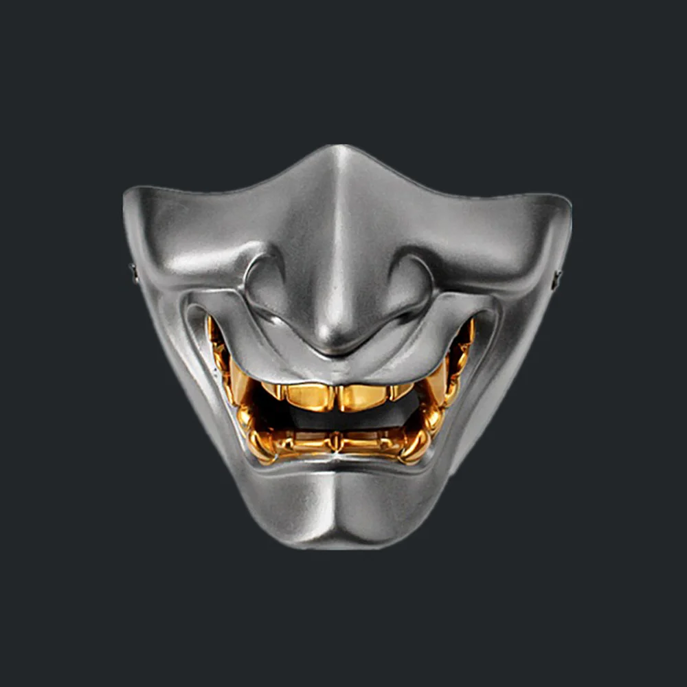 Masque Demi-visage Kabuki Samouraï – Japonais Evil Hannya Oni – Airsoft Halloween