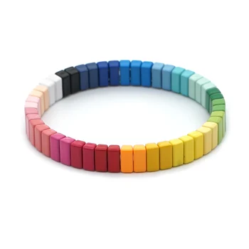 

Shinus Women Rainbow Bracelet Tile Beads Enamel Boho Stretch String Bohemian Bracelets Pulseras Mujer 2020 New Fashion Jewelry