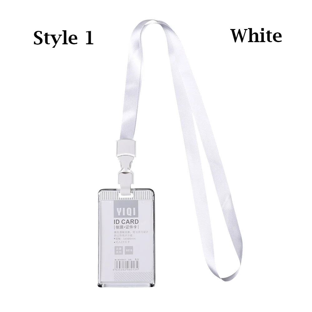 style 1-white Унисекс Водонепроницаемый держатель для карт качество пластик ID/IC имя держатель для карт s с веревками ремешок для офиса компании работы значок работника - Цвет: style 1-white