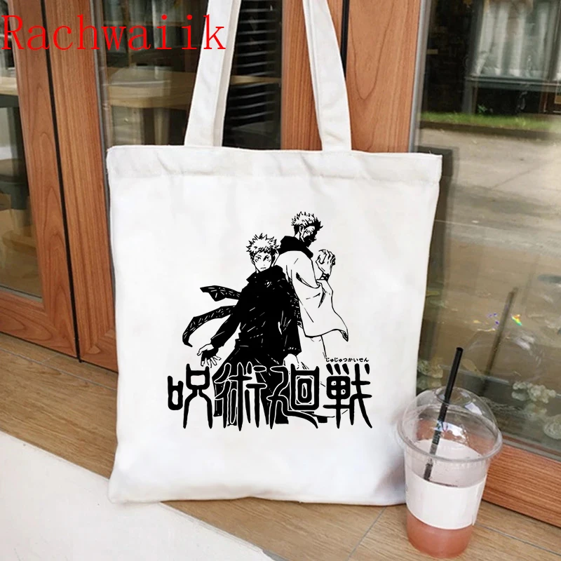 Jujutsu Kaisen Shopping Bag Graphic Tote Harajuku Shopper Bag Women Canvas Shoulder Bag Female Anime Manga  Eco Large-capacity 