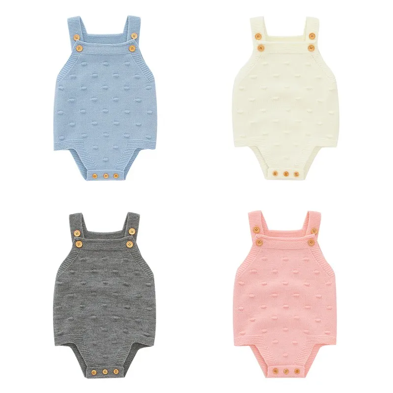 

Autumn Baby Romper Lovely Infant Girl Solid Rompers Girls knitted Jumpsuits Newborn Baby One-pieces Boy Suspender Romper