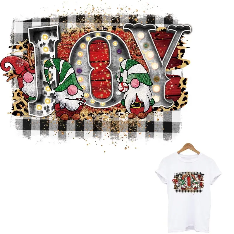 Joy Christmas Design Heat Transfer Thermal Sticker Print On T Shirt