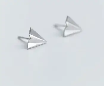 

Childs' 8MM Gift Real. 925 Sterling Silver jewelry Paper Plane Stud Earrings Women's GTLE2629
